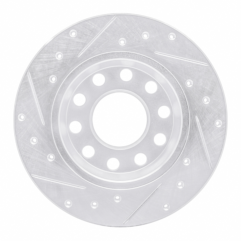 Audi A4 Brake Rotor (1) - Rear Right - R1 Concepts - Drilled & Slotted - Silver - `00-`08